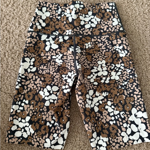 Aerie Brown and Black Bike Shorts with Retro Floral Design - Picture 1 of 4